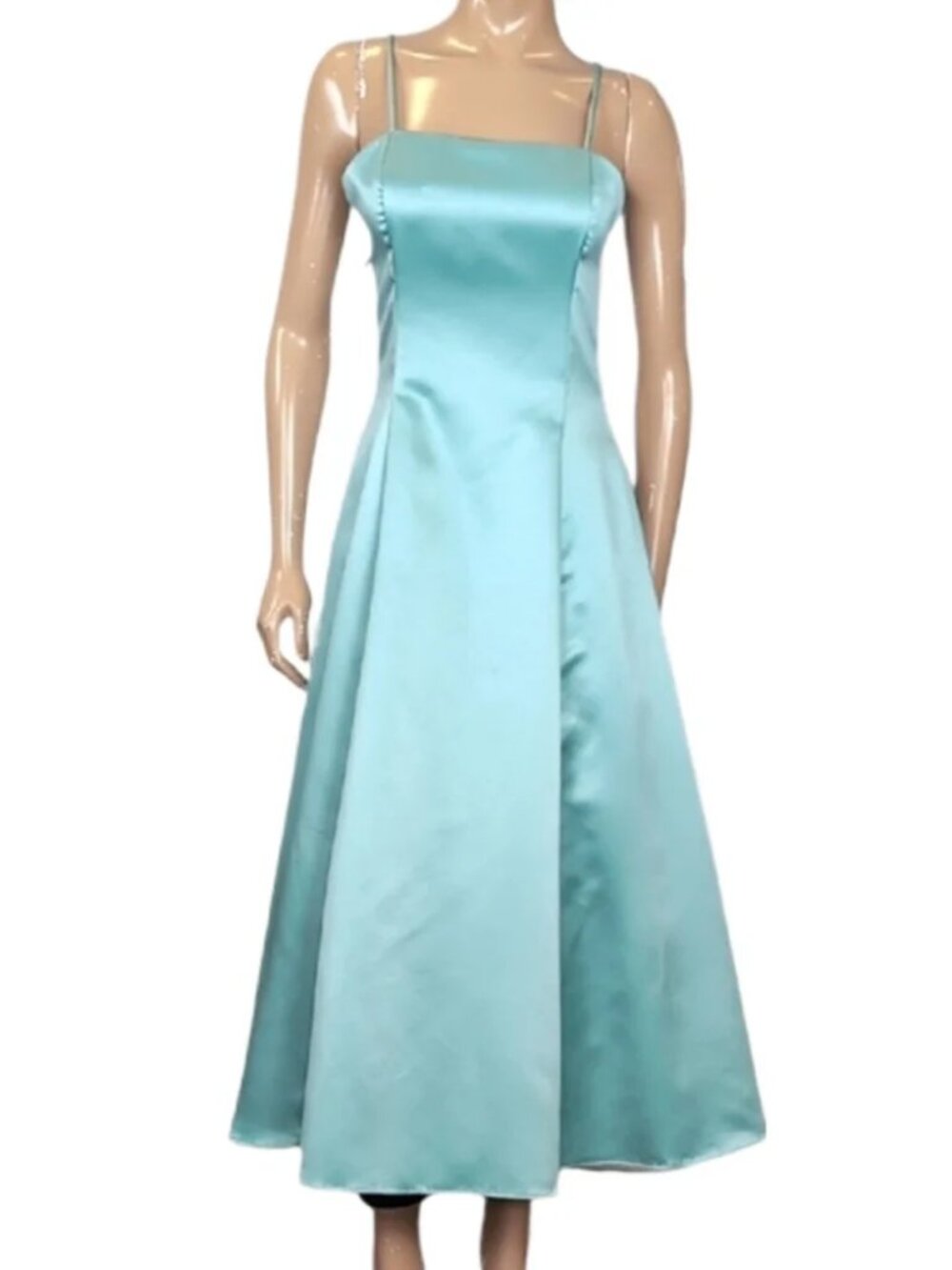 Scott McClintock Satin Formal Dress Vintage Y2K Tea Length Princess Prom Size 8